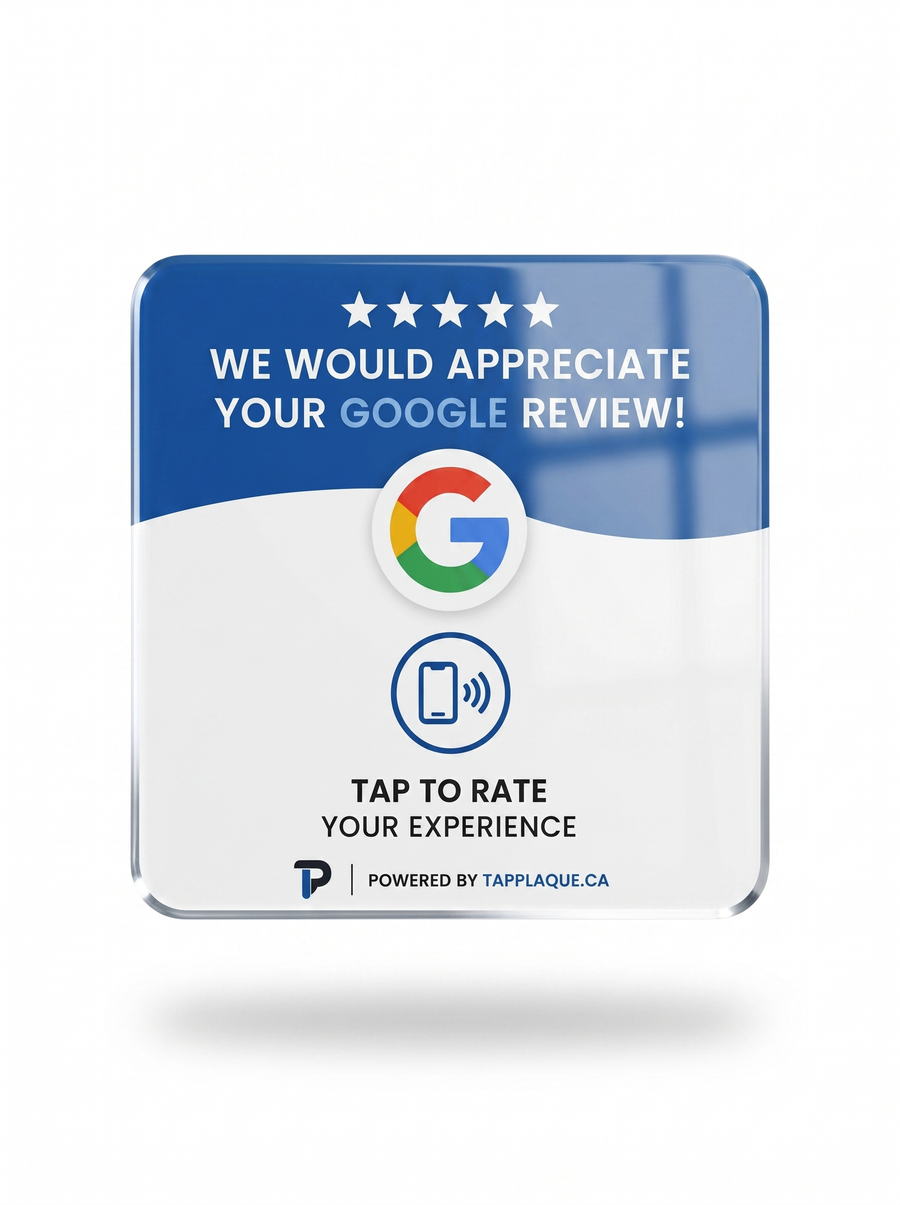 TapPlaque tap-to-review acrylic plaque